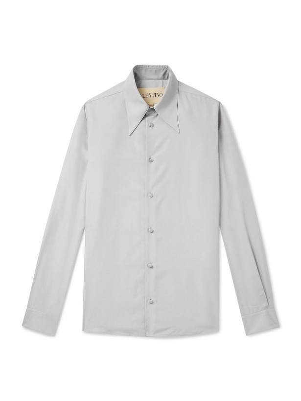 Photo: Valentino Garavani - Slim-Fit Silk Shirt - Gray