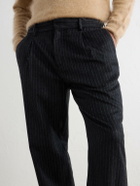 Barena - Straight-Leg Pleated Pinstriped Wool-Blend Trousers - Gray