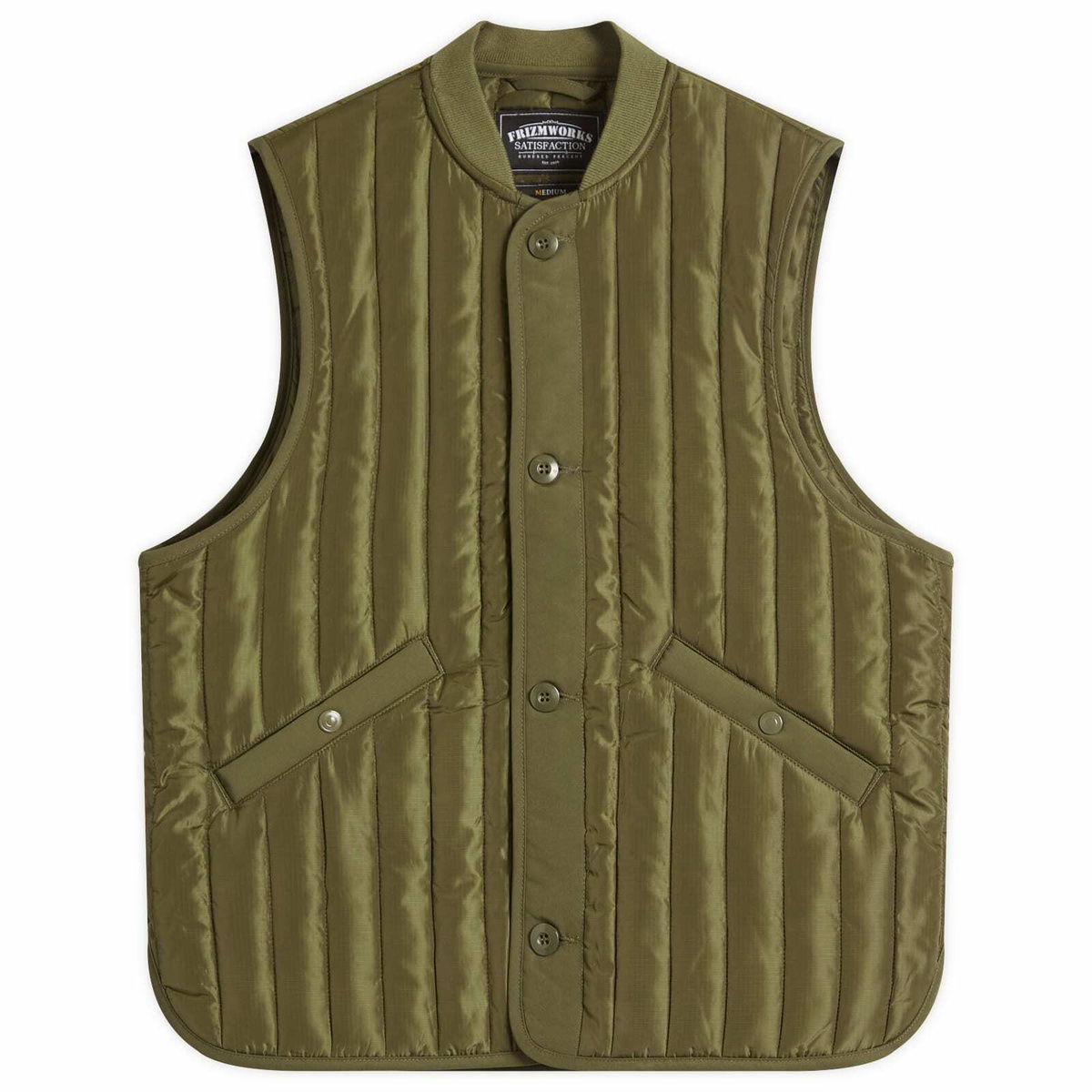 FrizmWORKS Men's Stripe Quilted Mil Liner Vest in Olive
