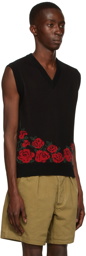 Ernest W. Baker Black & Red Roses V-Neck Vest