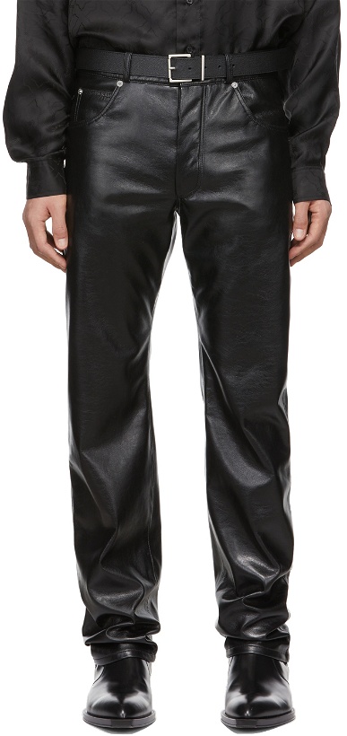 Photo: LU'U DAN SSENSE Exclusive Black Faux-Leather Trousers