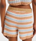 Anna Kosturova Striped crochet cotton shorts