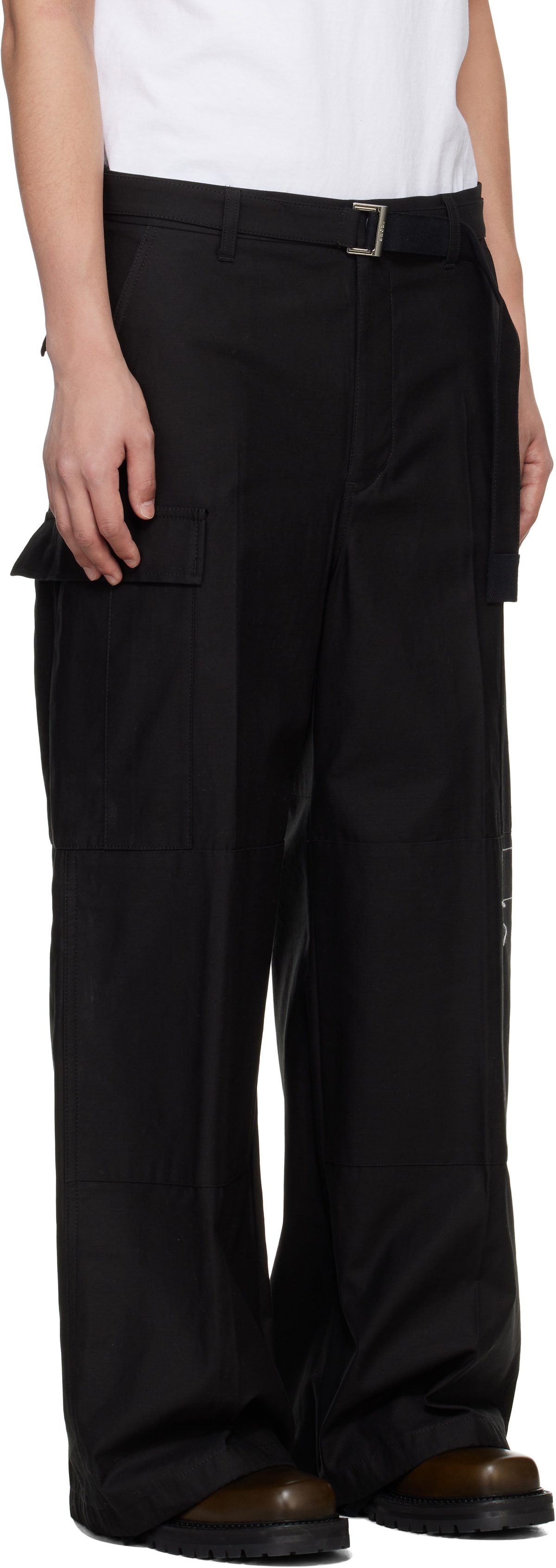 sacai Black WTAPS Edition Cotton Back Satin Cargo Pants Sacai