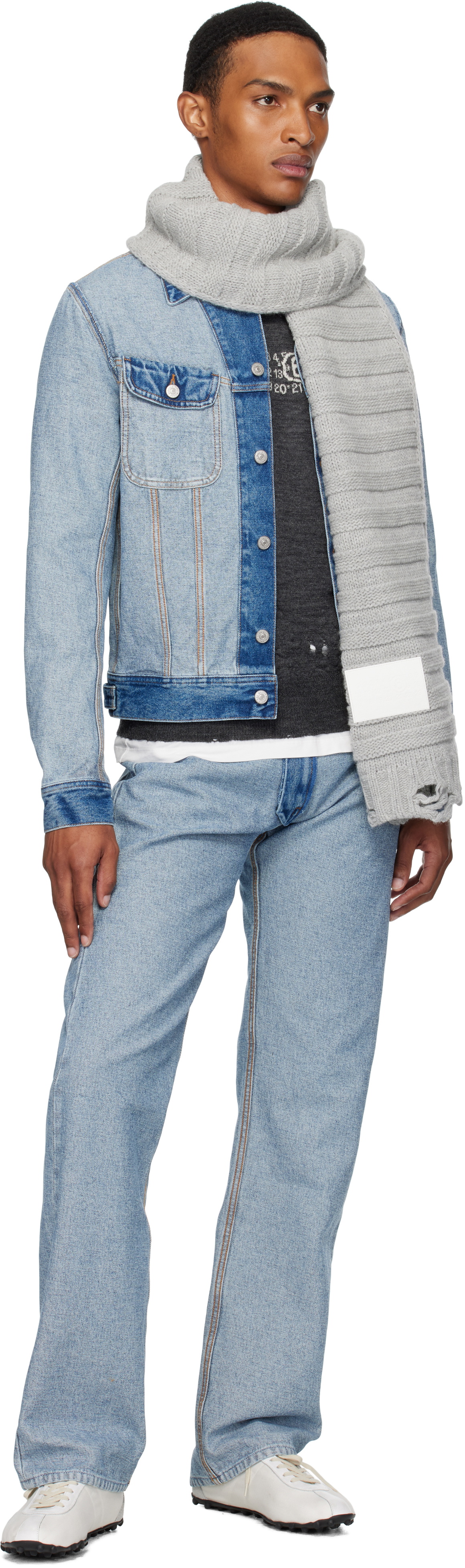 MM6 Maison Margiela Gray Wool Scarf