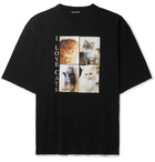 BALENCIAGA - Oversized Distressed Printed Cotton-Jersey T-Shirt - Black