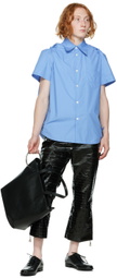 Namacheko Black Paneled Eel Leather Pants