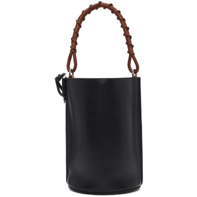 LOEWE black Gate Pocket leather bucket bag