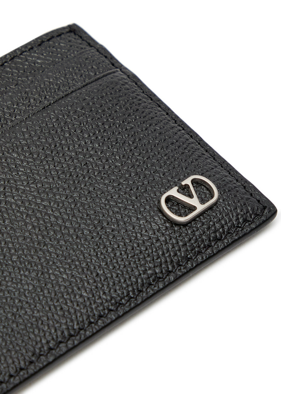 Valentino Garavani Vlogo Grained Leather Card Holder - Black - One Size