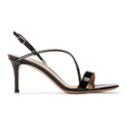 Gianvito Rossi Black Patent Crystal Manhattan Strappy 70 Sandals