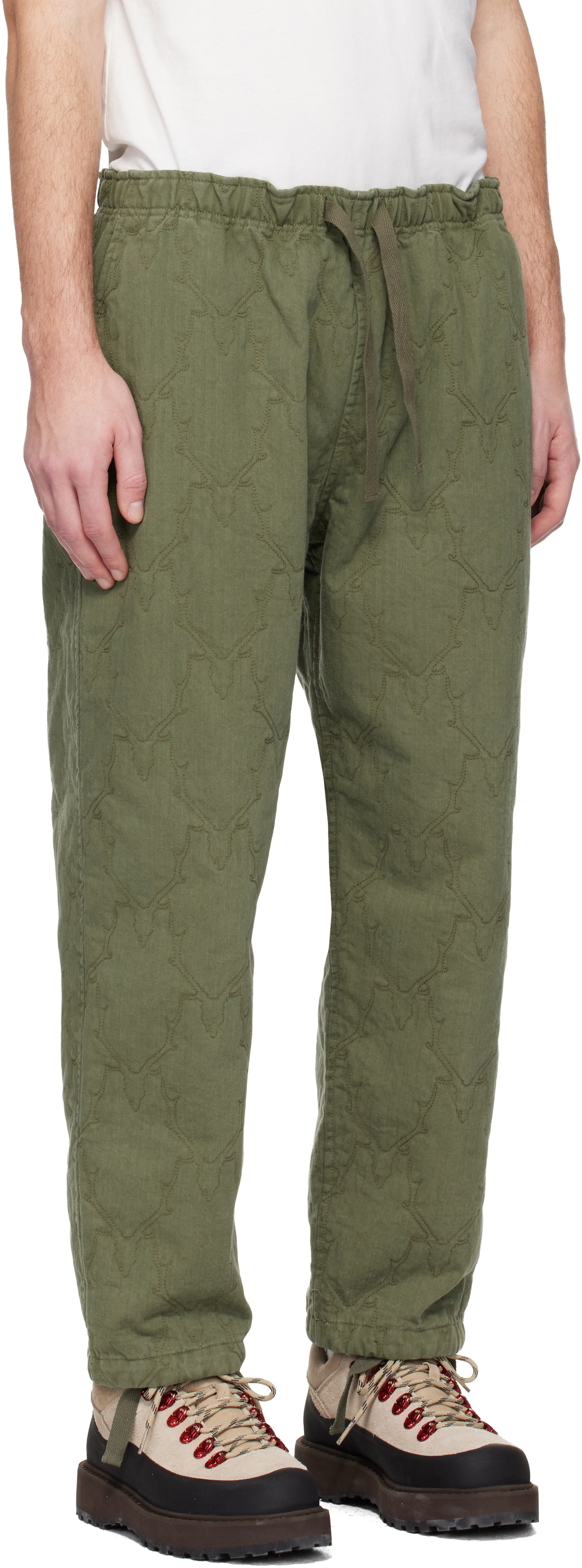 South2 West8 Khaki String Slack Trousers