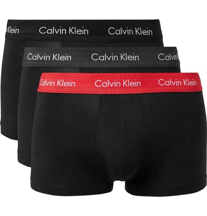Photo: Calvin Klein Underwear - Three-Pack Low-Rise Stretch-Cotton Boxer Briefs - Black