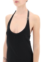 COURREGES mini dress with strap and buckle detail. Black