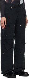 VAQUERA Black Distressed Cargo Pants