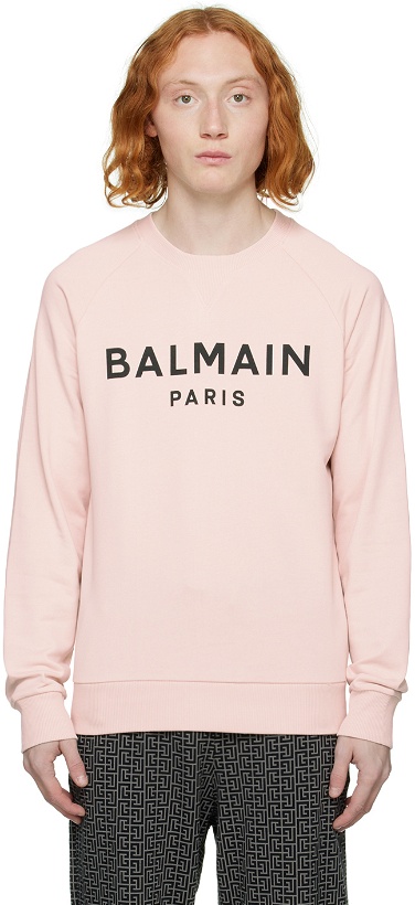 Photo: Balmain Pink Printed Sweatshirt