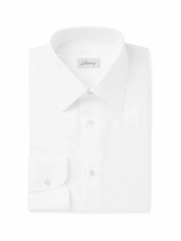 Photo: Brioni - Slim-Fit Cotton-Poplin Shirt - White
