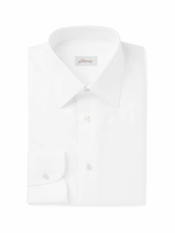 Photo: Brioni - Slim-Fit Cotton-Poplin Shirt - White