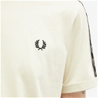 Fred Perry Men's Contrast Tape Ringer T-Shirt in Oatmeal/Warm Grey