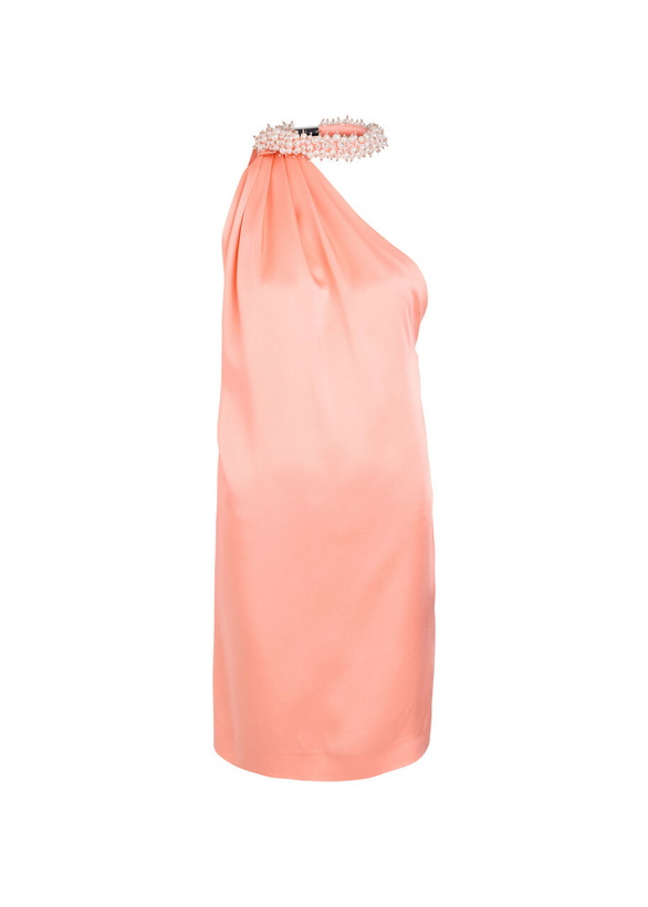 Photo: Stella Mccartney Embellished-choker Asymmetric Satin Mini Dress Light Pink
