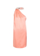 Stella Mccartney Embellished-choker Asymmetric Satin Mini Dress Light Pink