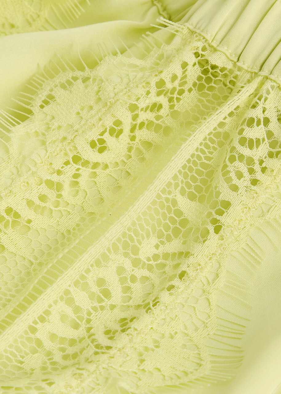 Simone PÉRÈLE Satin Secrets Lace-trim Satin Pyjama Shorts Yellow