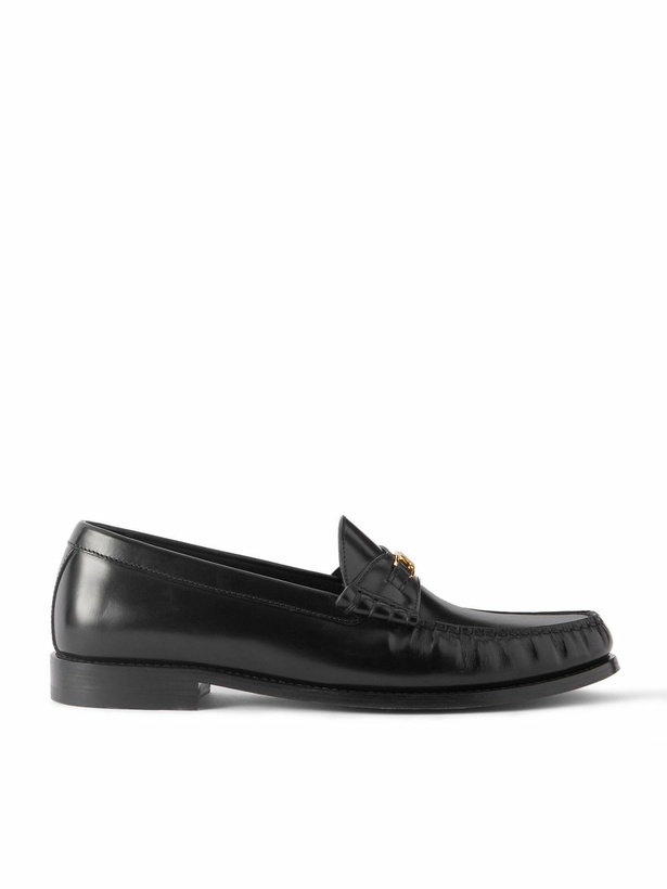 Photo: CELINE - Triomphe Logo-Embellished Leather Loafers - Black