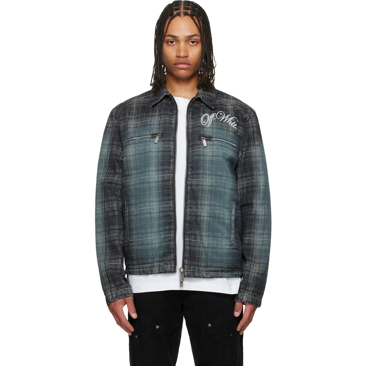 Off-White SSENSE Exclusive Blue Denim Temperature Jacket Off-White