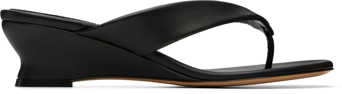 Le Monde Beryl Black Micro Wedge Thong Heeled Sandals