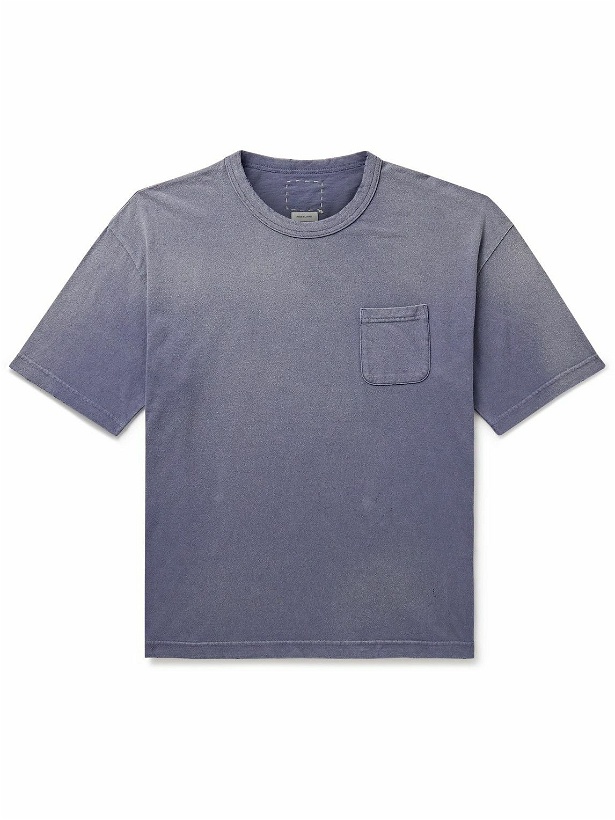 Photo: Visvim - Jumbo Distressed Garment-Dyed Cotton-Jersey T-Shirt - Blue