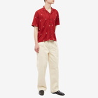 Karu Research Men's Hand Embroidered Vacation Shirt in Maroon/Black/Red