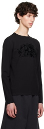 MM6 Maison Margiela Black Flocked Long Sleeve T-Shirt
