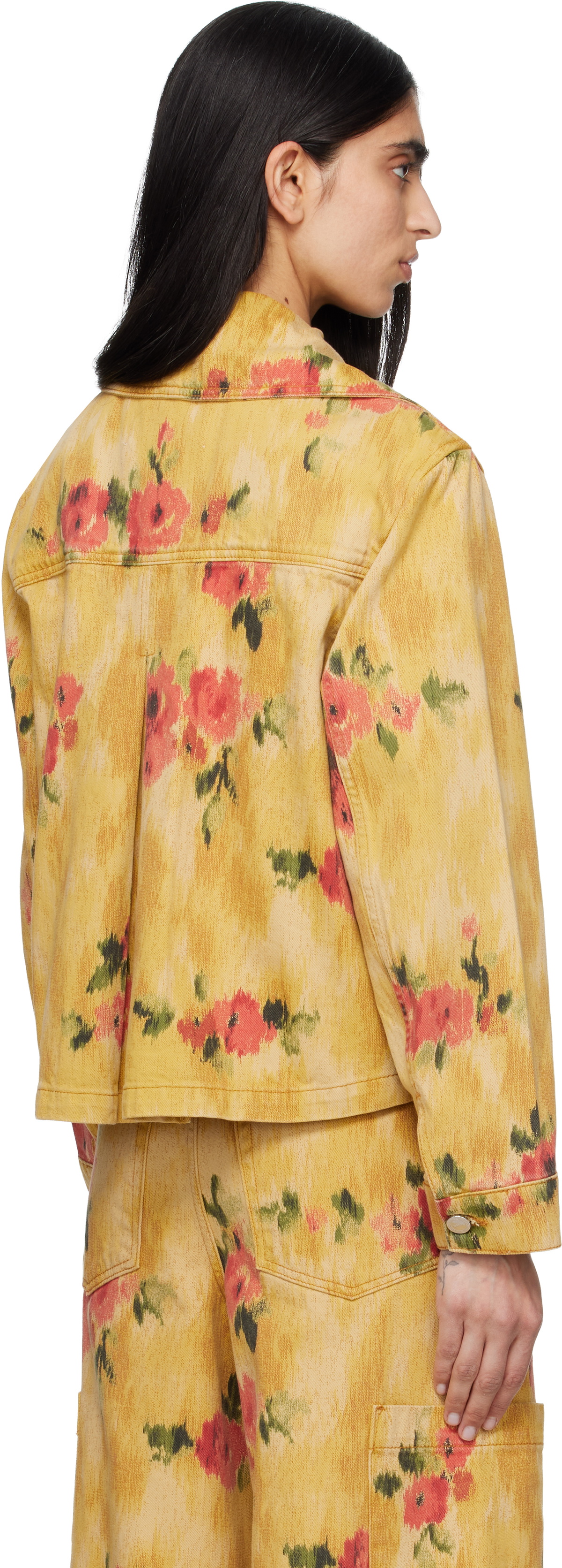 GANNI Yellow Printed Denim Jacket