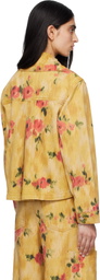 GANNI Yellow Printed Denim Jacket