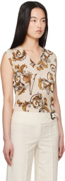 Versace Jeans Couture Beige Outline Barocco Lurex Vest