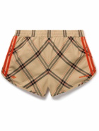 adidas Originals - Wales Bonner Wide-Leg Crochet-Trimmed Checked Cotton-Twill Shorts - Brown