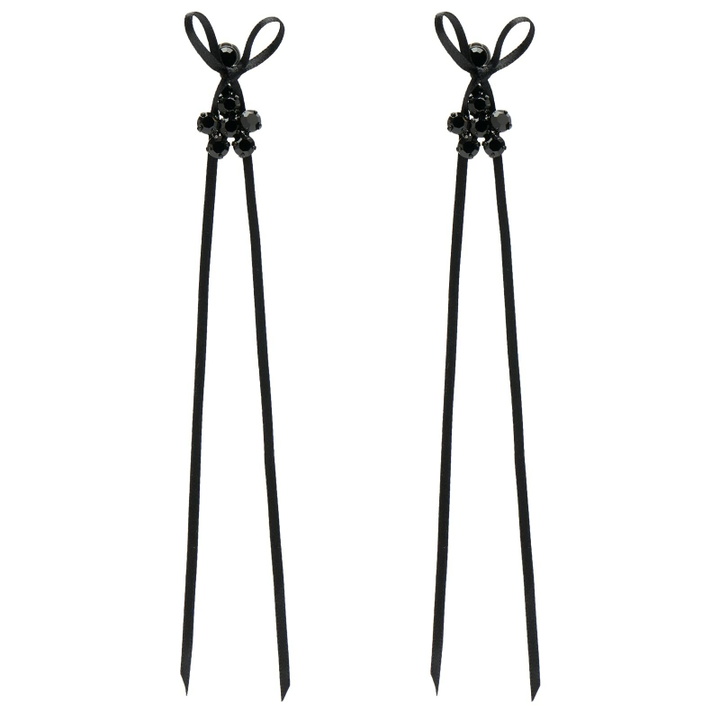 Photo: Simone Rocha Women's Mini Daisy Drop Bow Earrings in Jet/Black 