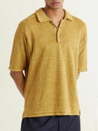 Inis Meáin - Knitted Linen Polo Shirt - Yellow