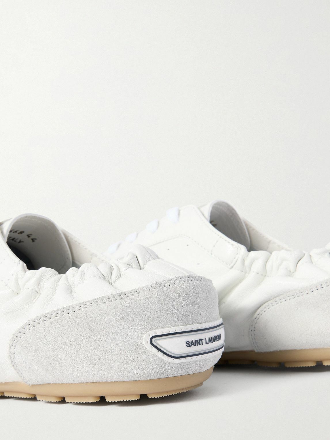 SAINT LAURENT - Lewis Suede and Full-Grain Leather Sneakers - White