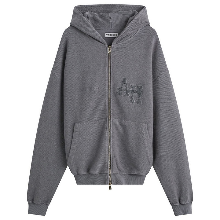 Photo: ANNIE HOOD Men's Inside Out College Zip Hoodie in Washed Black