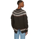 Stefan Cooke Brown and Off-White Wool Slashed Sweater