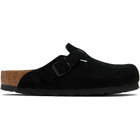 Birkenstock Black Regular Boston Soft Footbed Suede Leather Loafers