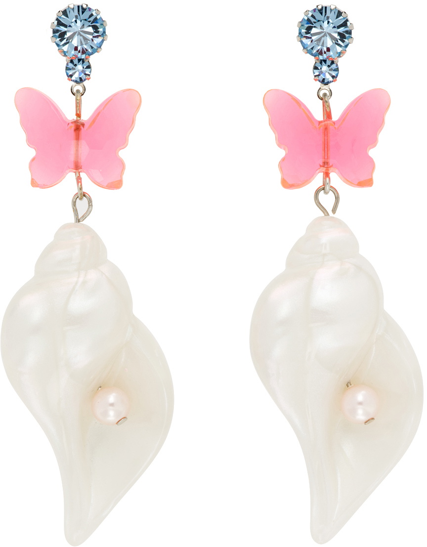 I'm Sorry by Petra Collins SSENSE Exclusive Pink & White Tarina Tarantino Edition Pearl In The Shell Earrings