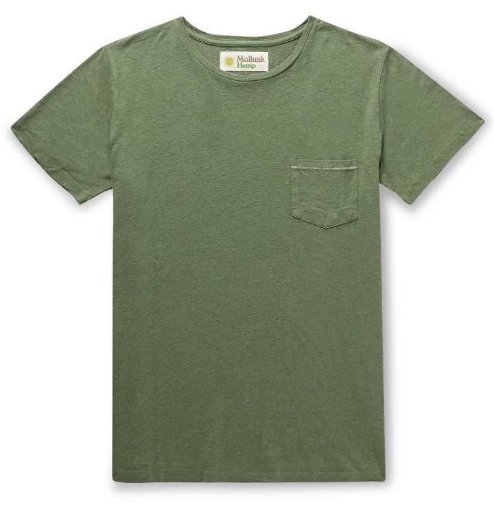 Photo: Mollusk - Garment-Dyed Slub Hemp and Cotton-Blend T-Shirt - Green