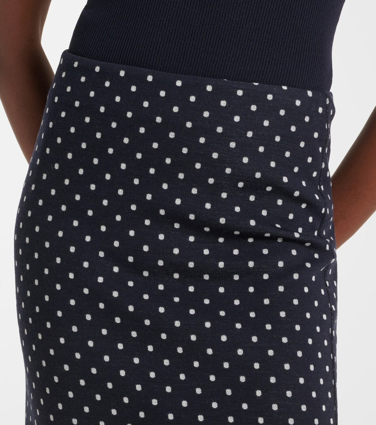 Max Mara Polka-dot jersey midi skirt