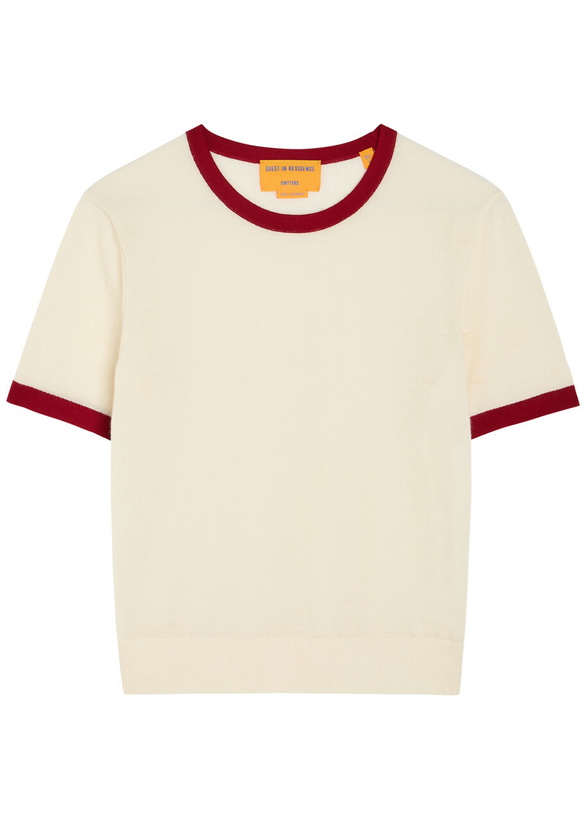 Photo: Guest In Residence Airy Ringer Contrast-trim Cashmere T-shirt Cream