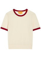 Guest In Residence Airy Ringer Contrast-trim Cashmere T-shirt Cream
