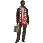 Gucci Green and Red Wool Logo Scarf
