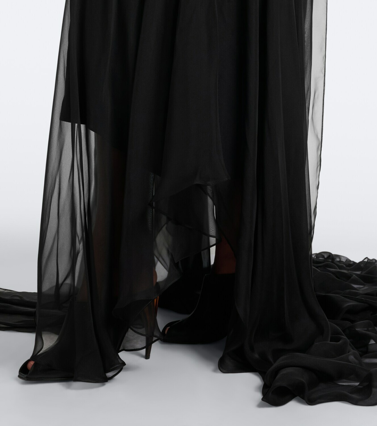 McQueen Halterneck silk georgette bustier gown