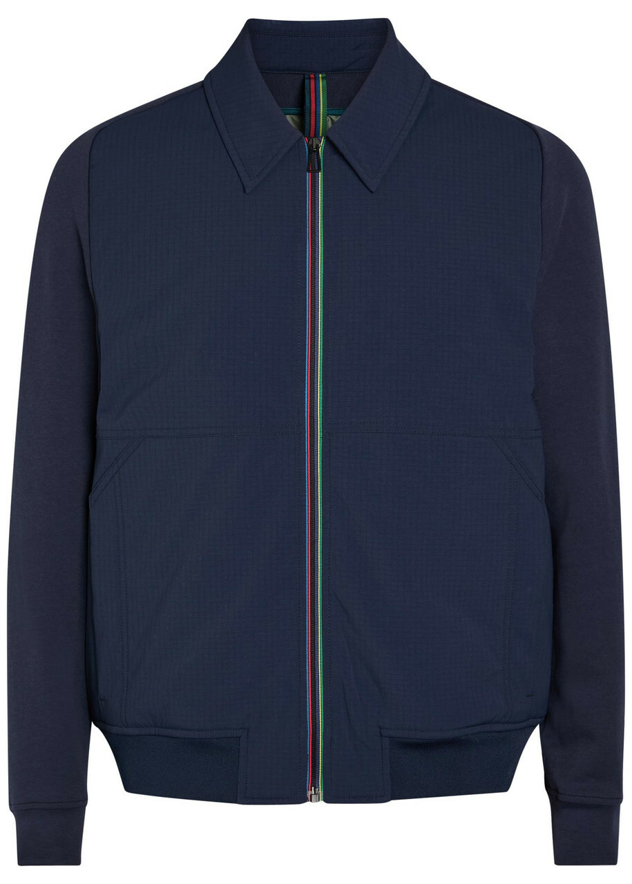 PS Paul Smith Mixed Media Quilted Shell and Jersey Jacket Navy