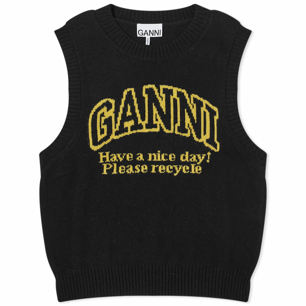 GANNI Women's Graphic O-Neck Vest in Black GANNI