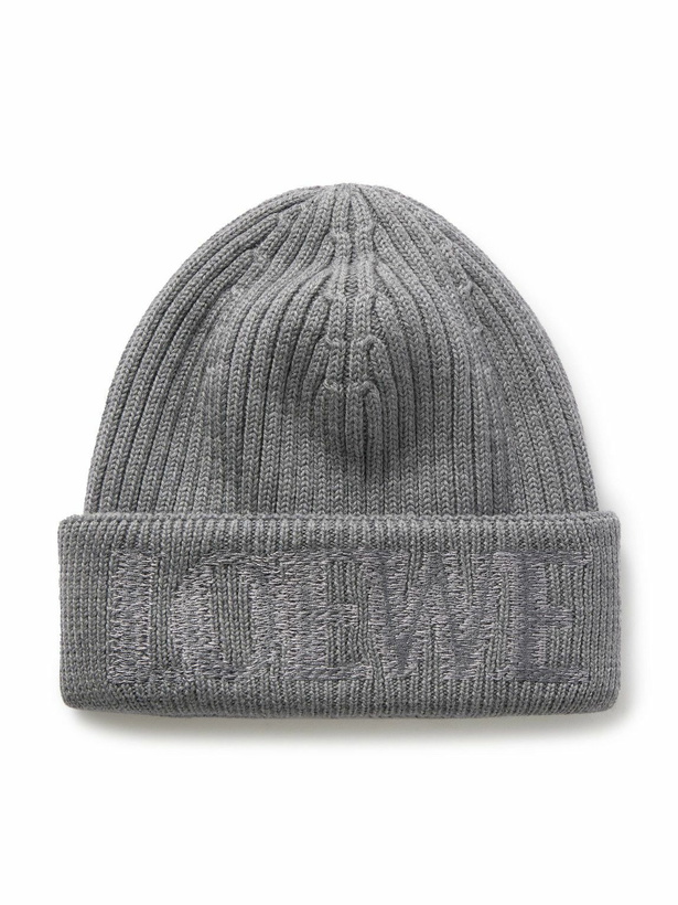 Photo: LOEWE - Logo-Embroidered Ribbed Wool Beanie